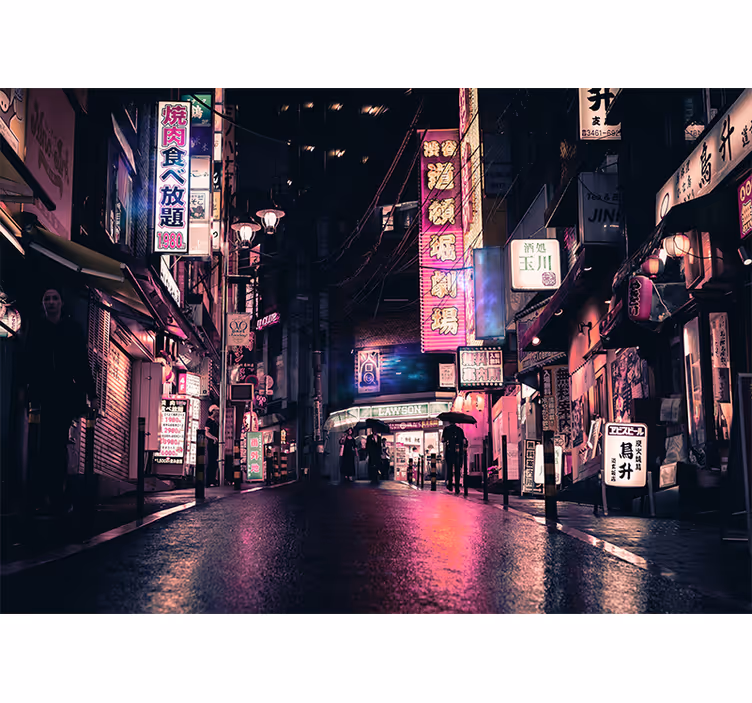 Neon street scene fototapete mest in držav - TenStickers