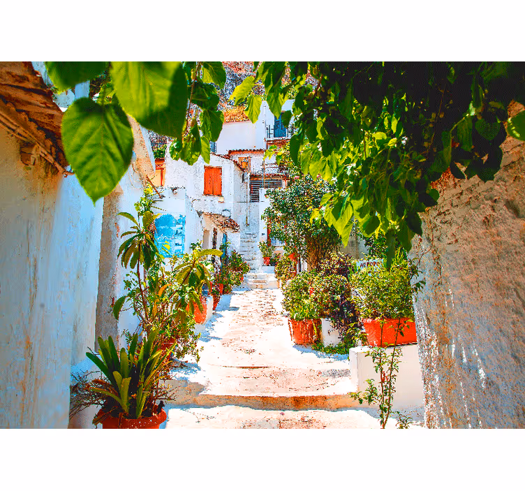 Charming mediterranean alley fototapete mest in držav - TenStickers