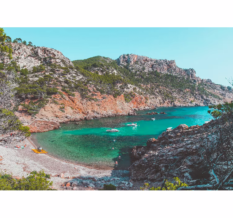 čudovita plaža s skalami mallorca mural - TenStickers