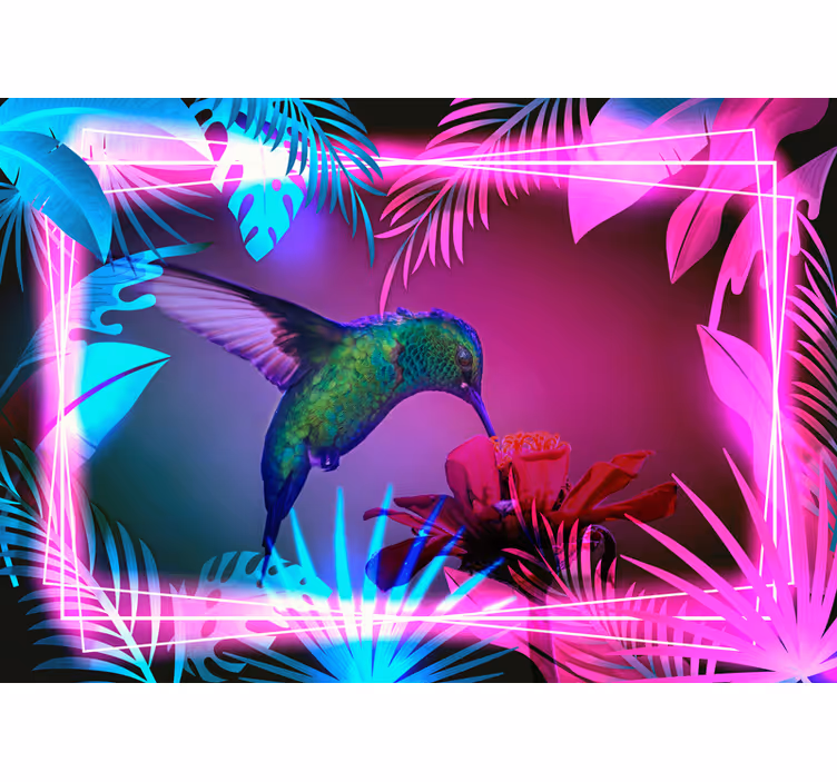 Kolibri in cvetlični Fototapete z živalmi - TenStickers