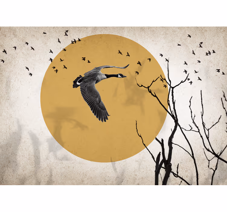 Flying goose silhouette fototapete z živalmi - TenStickers