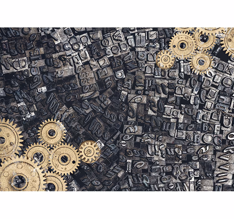 Mechanical gear motifs fototapete s teksturami - TenStickers