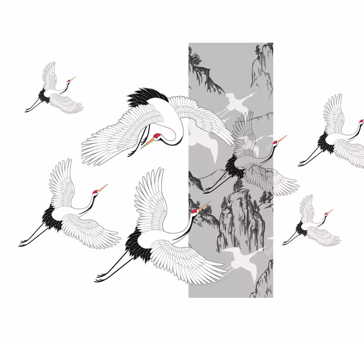 Flying cranes design fototapete z živalmi - TenStickers