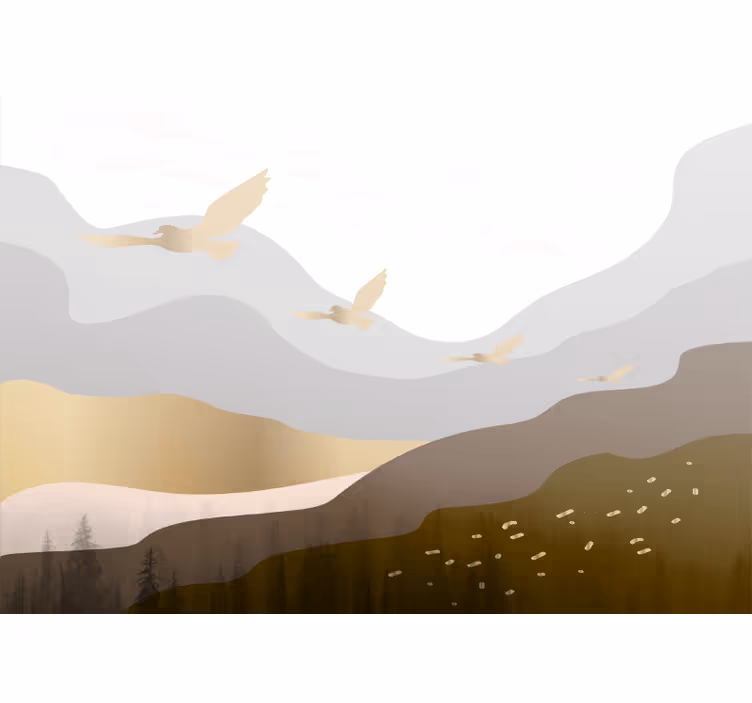 Flying birds silhouettes fototapete narava - TenStickers