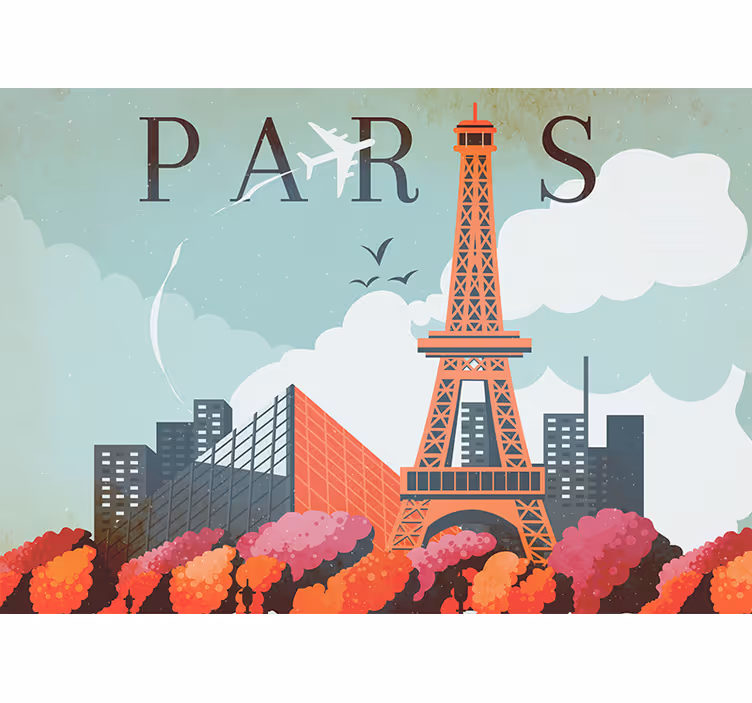 Eiffel tower cityscape fototapete pariz - TenStickers