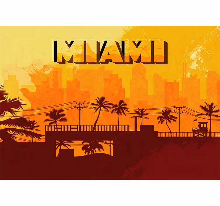 Miami skyline sunset fototapeta mest in držav - TenStickers