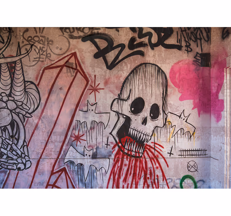 Skull and bats fototapete s graffiti motivi - TenStickers