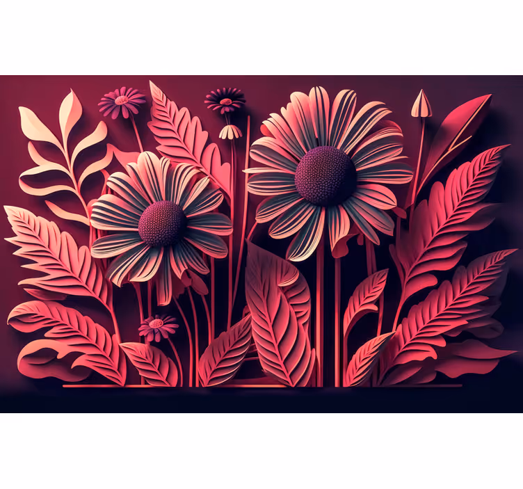 Viva magenta Digital Nature stenska poslikava - TenStickers