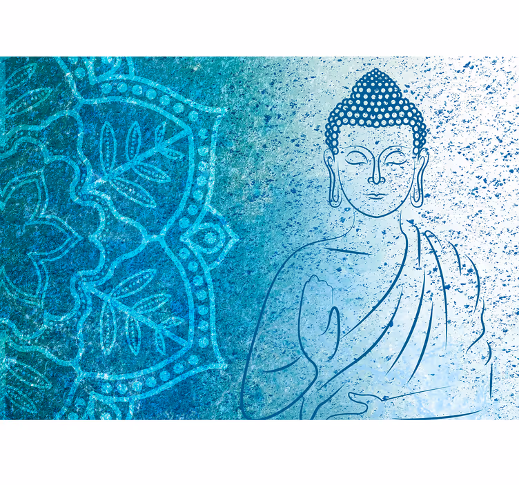 Stenski poslikava buddha blue mandala - TenStickers