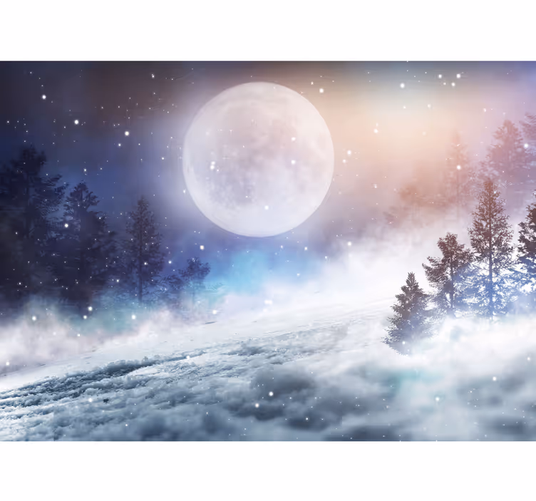 Fantazijski gozd s stenskimi fototapeta za otroke s polno luno - TenStickers