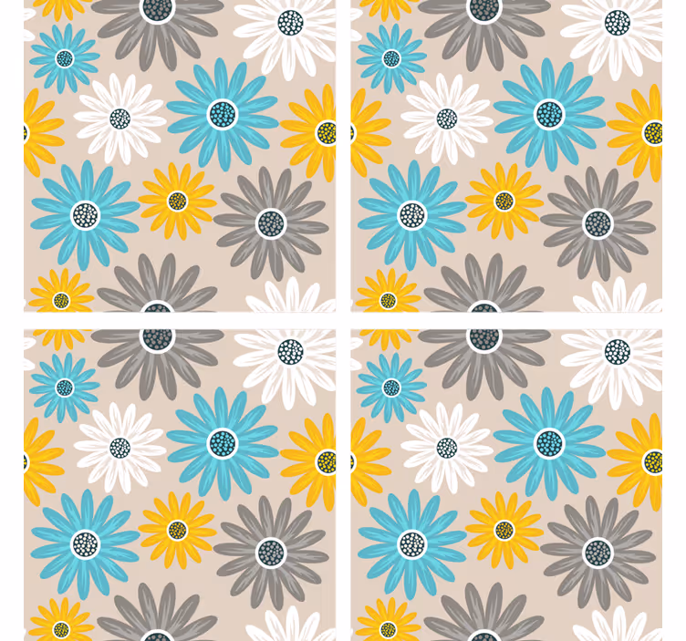Vibrant floral elements podstavki z teksturo - TenStickers