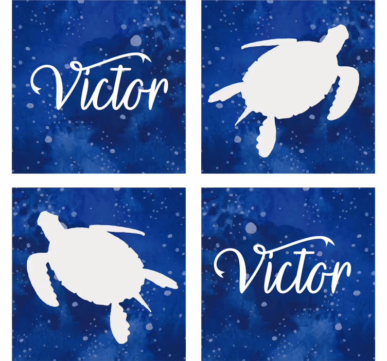 Blue turtle silhouette personalizirani podstavki - TenStickers