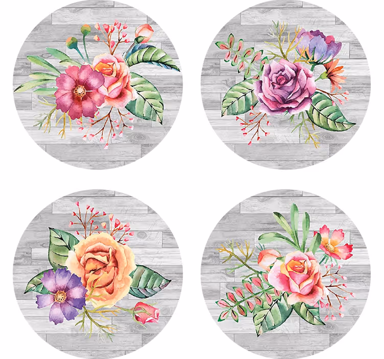 Floral wood pattern podstavki za kozarce sodobni - TenStickers