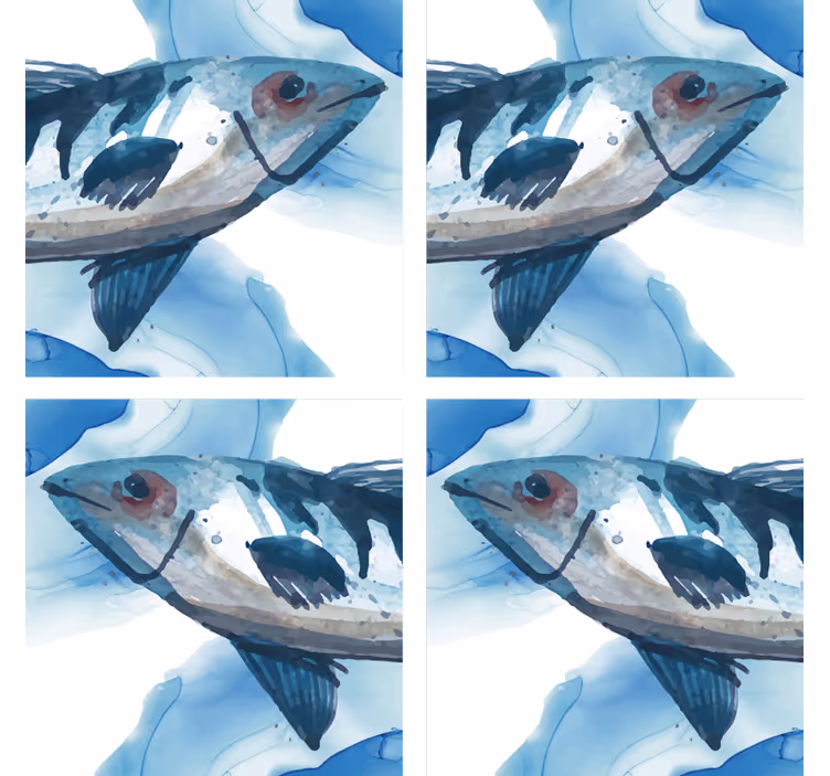 Watercolor fish illustration geeky podstavek za kozarce - TenStickers