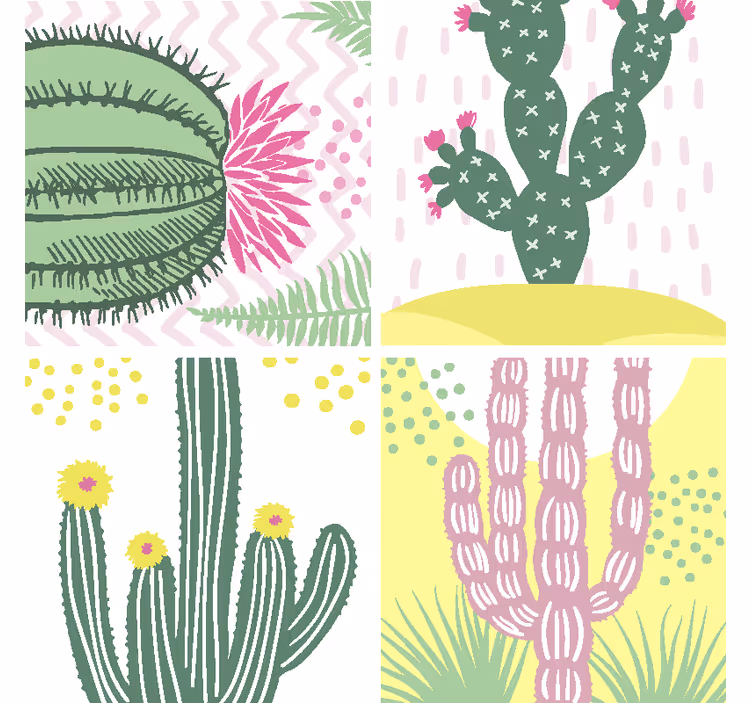 Vibrant cactus motif podstavek za kozarce - TenStickers