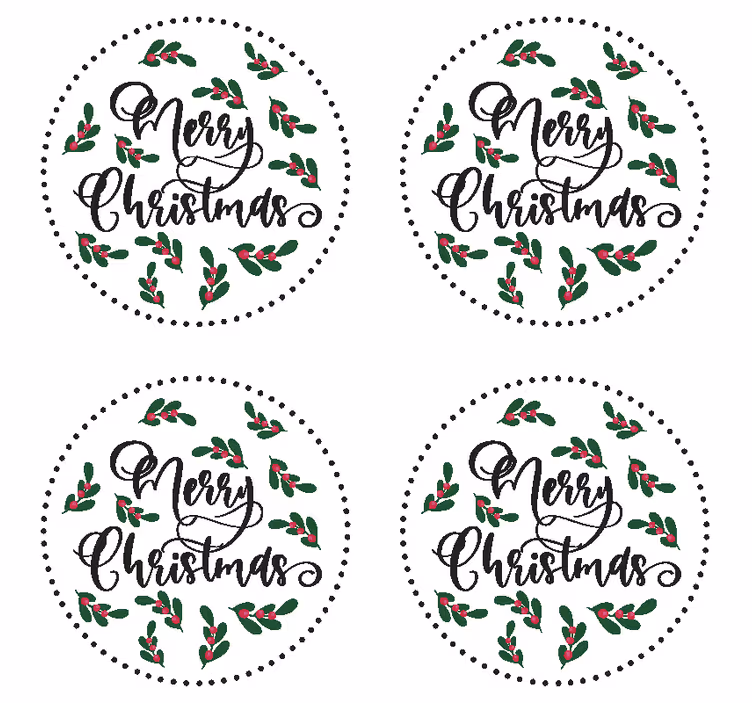Merry christmas holly design božični podstavki za kozarce - TenStickers
