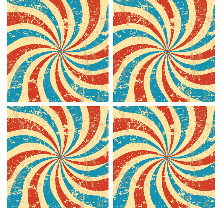 Swirling red blue pattern podstavki za kozarce vintage - TenStickers