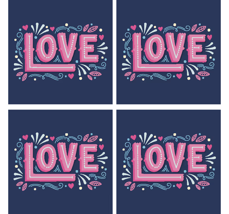 Ljubezen v retro slogu napitek coaster - TenStickers