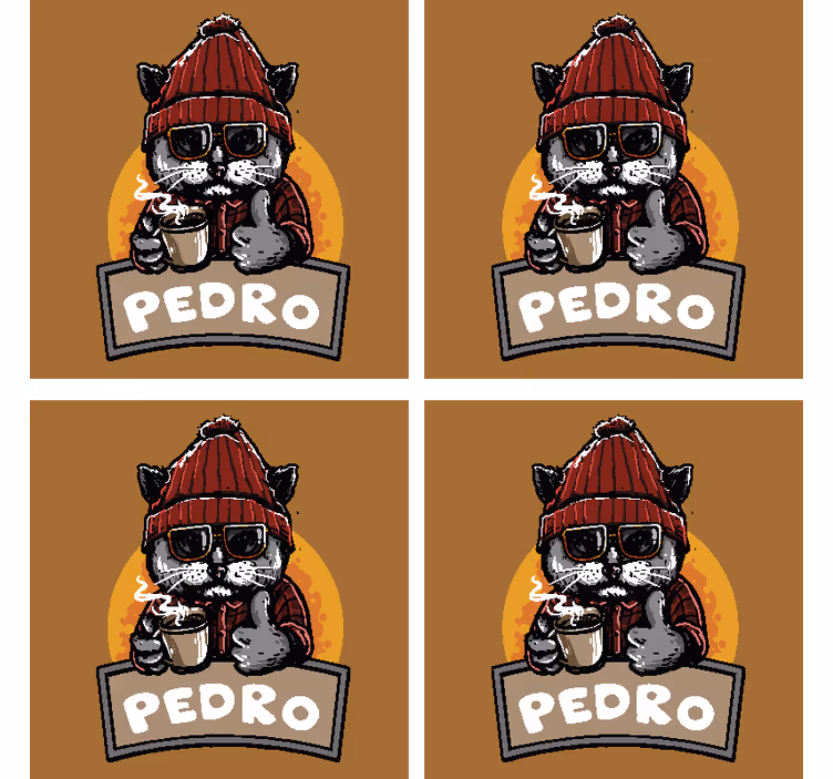 Retro mačka z imenom prilagojena podstavka - TenStickers