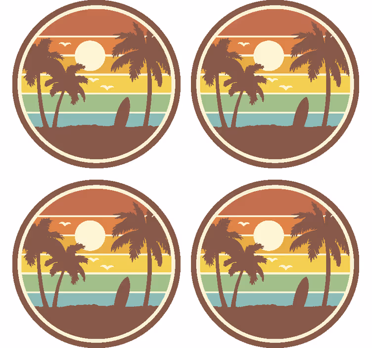 Retro surf pokrajina pijača coaster - TenStickers