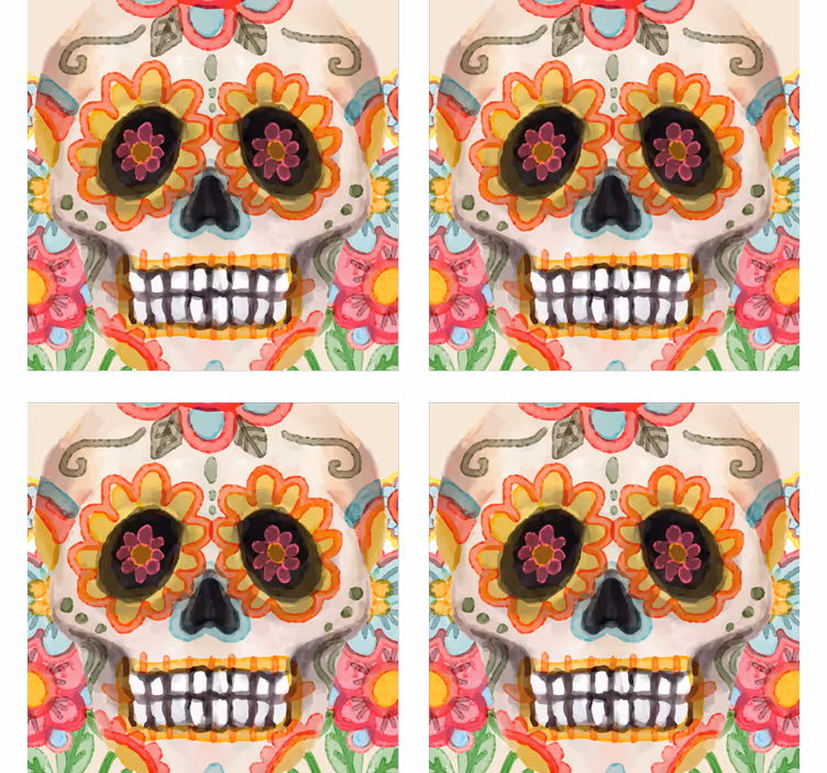 Colorful sugar skull podstavek za kozarce halloween - TenStickers