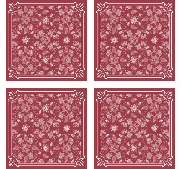 Floral pattern tile podstavki za kozarce vintage - TenStickers