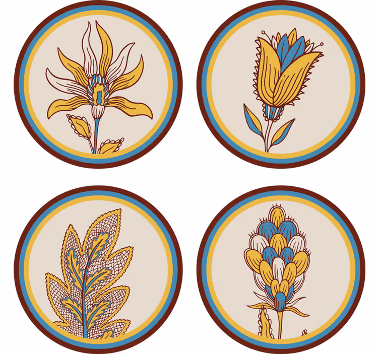 Floral motif set podstavki s teksturnim učinkom - TenStickers