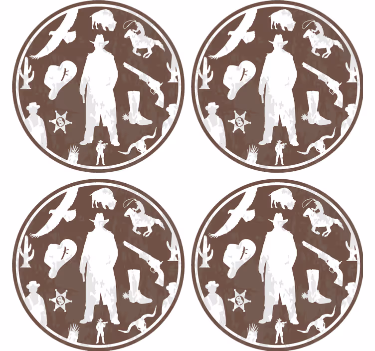 Kavboj in konji vzorec pijejo podmornice - TenStickers