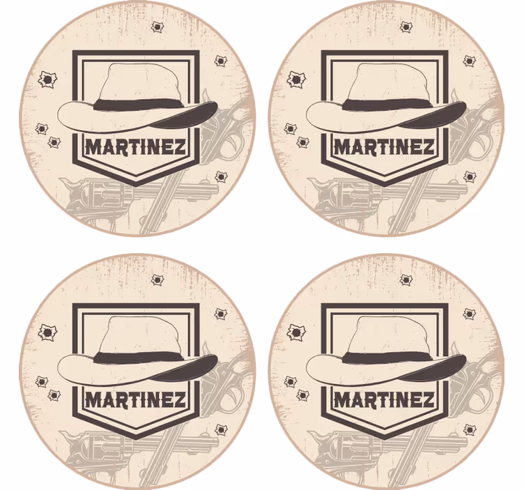 Kavbojski klobuk z imenom napitek coaster - TenStickers