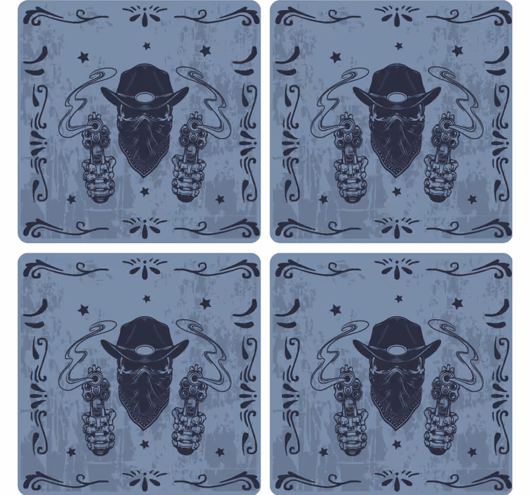 Cowboy with dual guns podstavek za kozarce - TenStickers