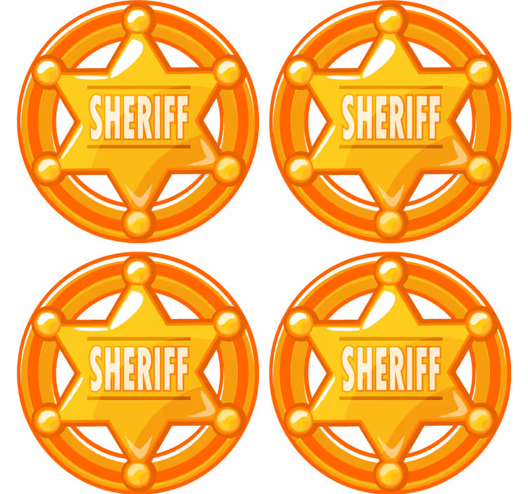 Sheriff star motif geeky podstavek za kozarce - TenStickers