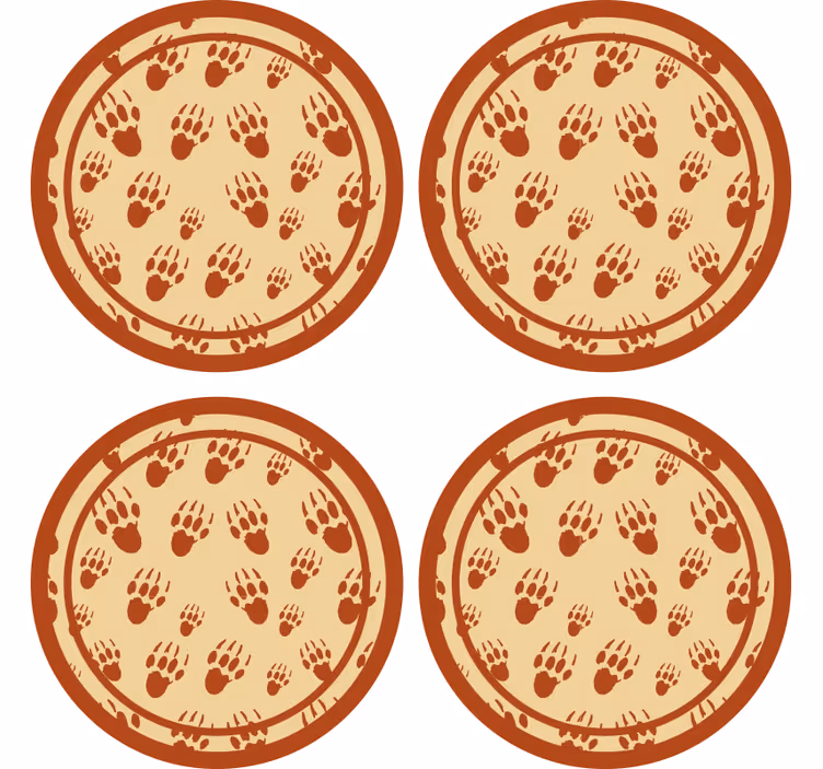 Brown paw print circle podstavki za kozarce vintage - TenStickers