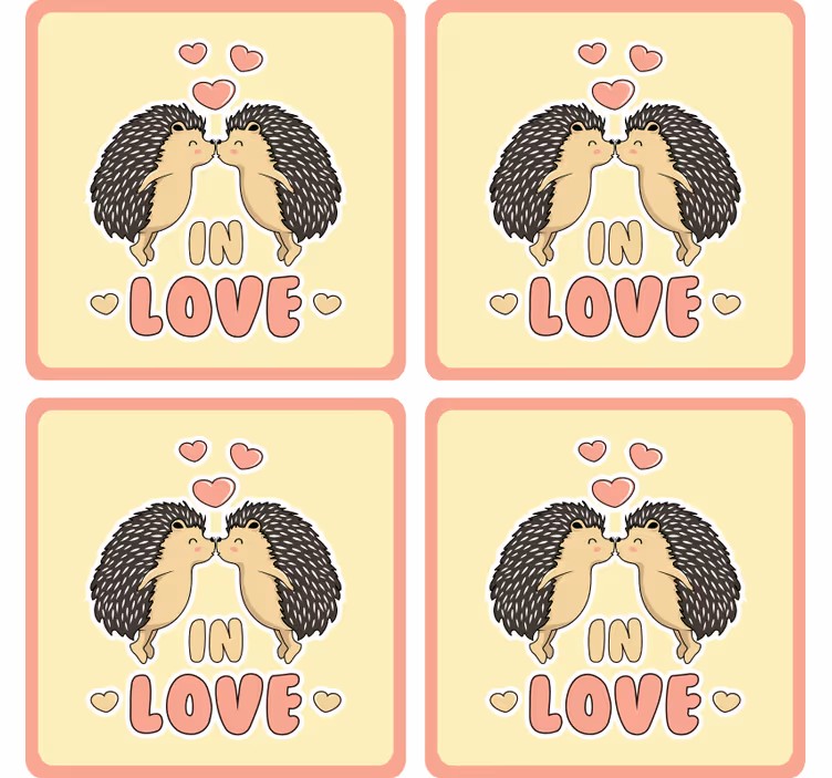 Hedgehogs kissing hearts sodobni podstavki za kozarce - TenStickers