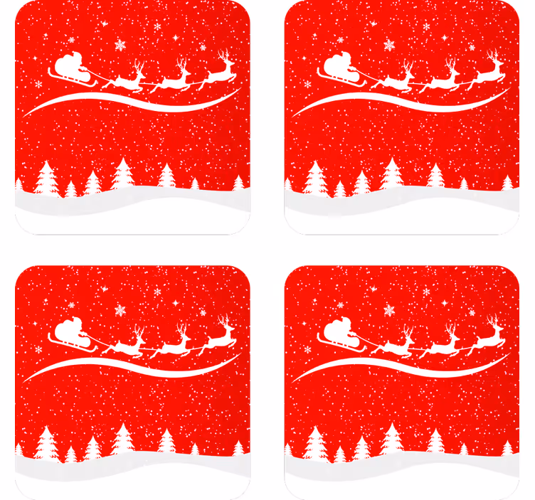 Santa sleigh with reindeer božične podstavke za kozarce - TenStickers