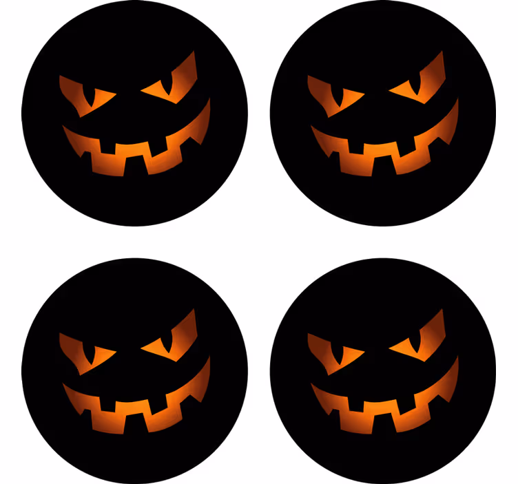 Pumpkin face set podstavek za kozarce halloween - TenStickers