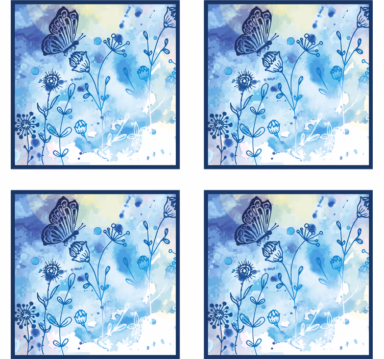 Floral watercolor motif podstavki s teksturo - TenStickers