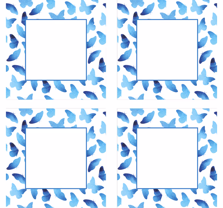 Butterfly pattern blue frames personalizirani podstavki - TenStickers