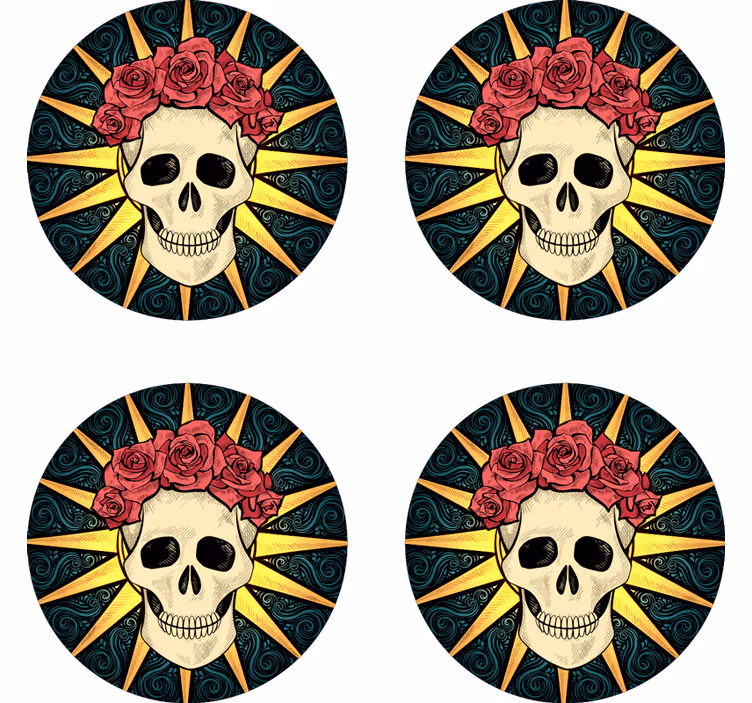 ženska lobanja z rožnatim podstavkom za noč čarovnic - TenStickers