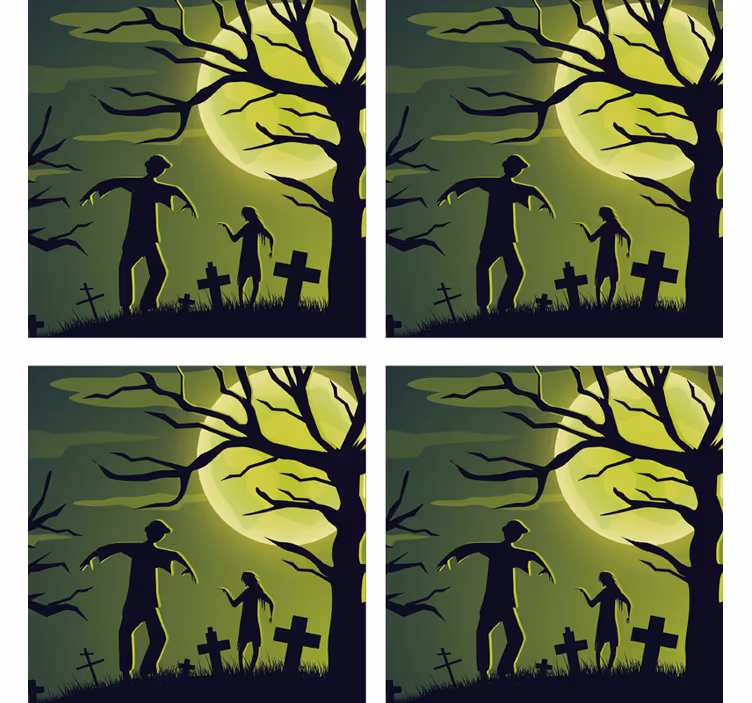 Zombies under moonlight podstavek za kozarce halloween - TenStickers