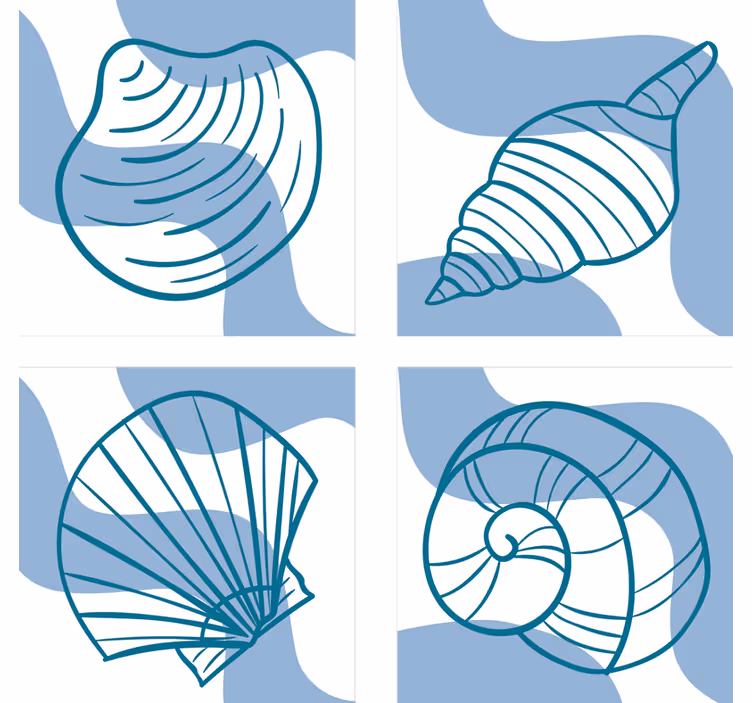 Stylized shell illustrations podstavek za kozarce - TenStickers