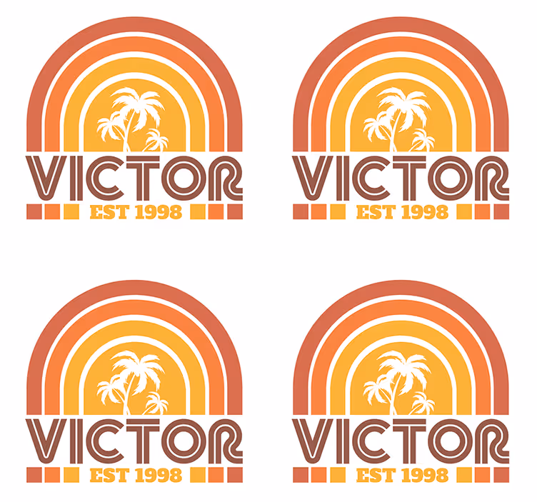 Retro palm trees emblem personalizirani podstavki - TenStickers