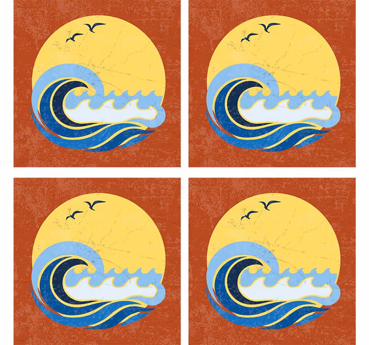 Sunset waves design podstavek za kozarce geeky - TenStickers