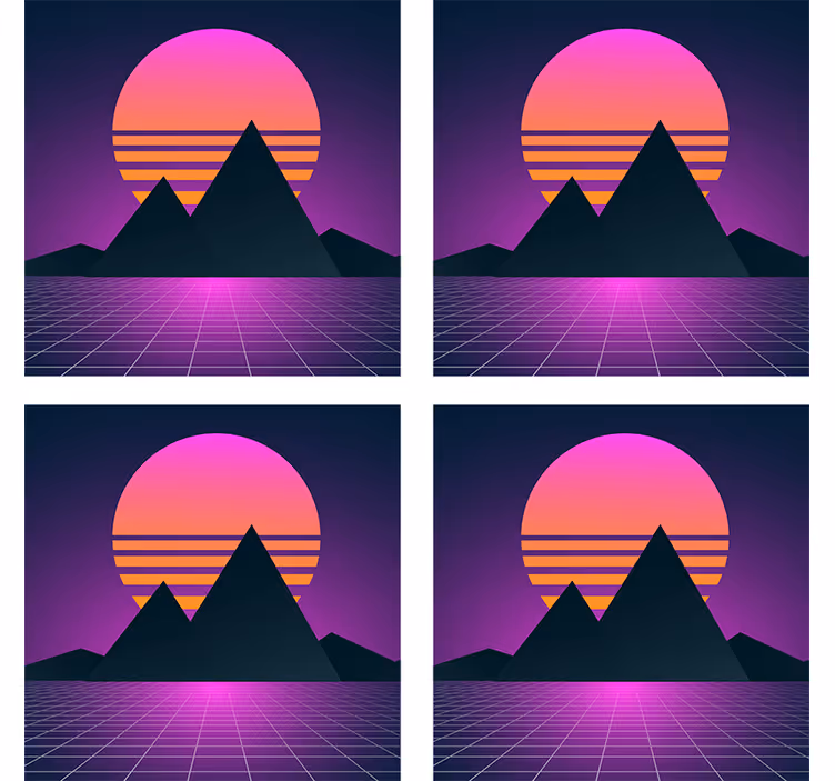Geometric mountain sunset podstavki za kozarce moderne - TenStickers