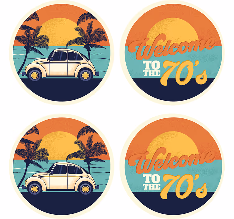 Retro coastal scene podstavki za kozarce vintage - TenStickers