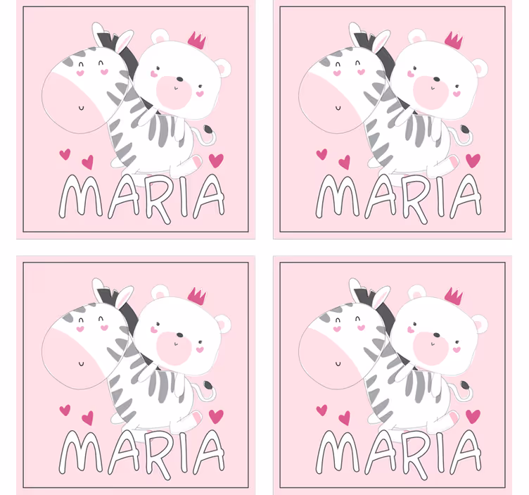 Cute zebra bear duo personalizirani podstavki - TenStickers