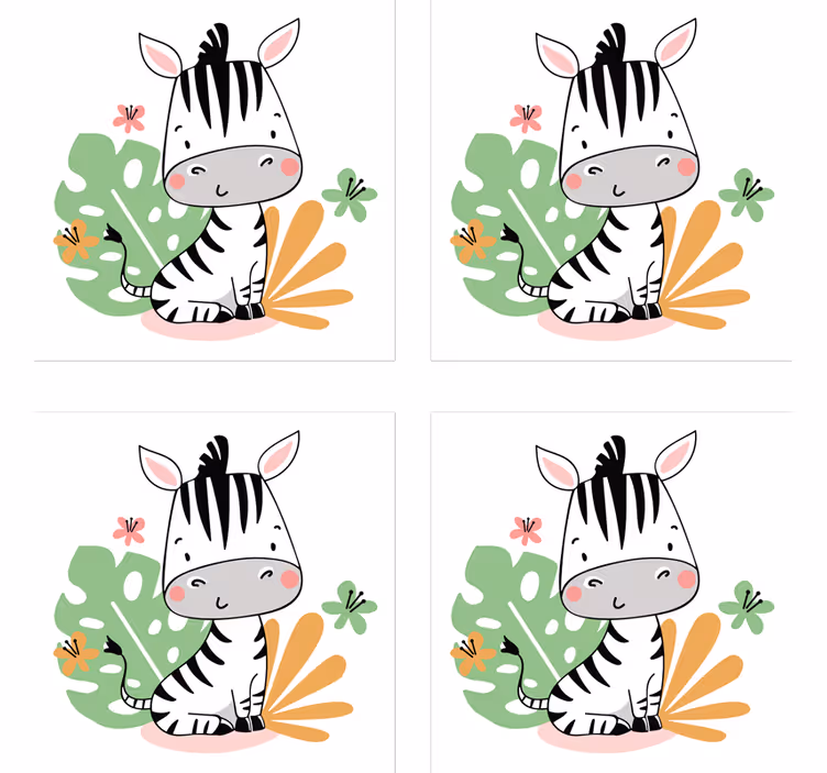 Cute zebra character podstavek za kozarce - TenStickers
