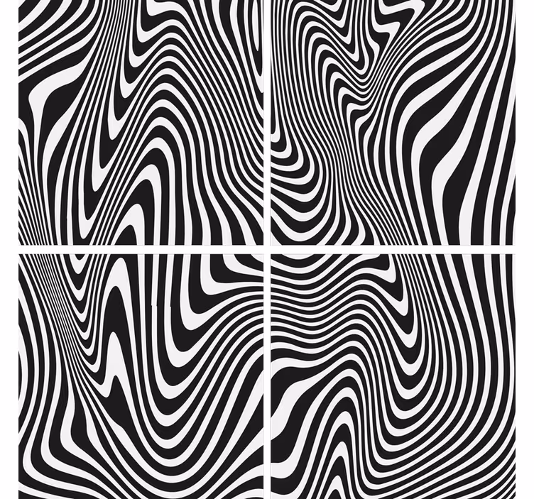 Wavy black and white pattern podstavki s teksturo - TenStickers