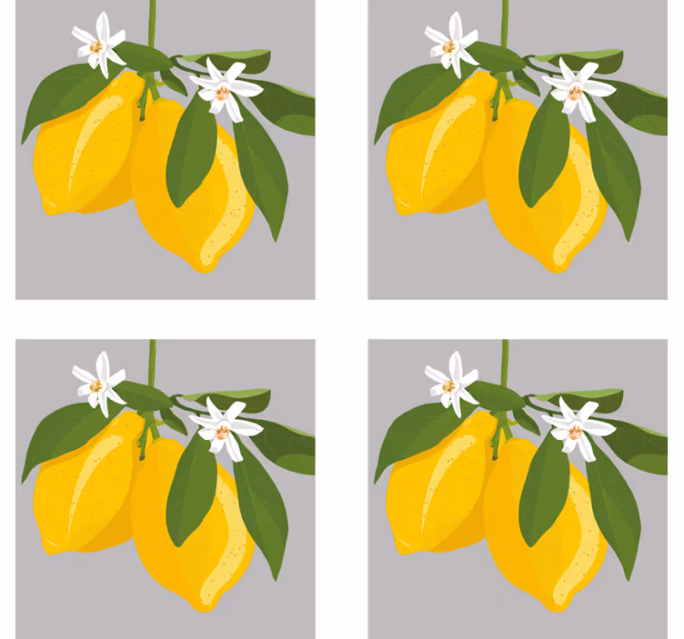 Podstavke za kozarce sodobni rumeni limoni z listi - TenStickers
