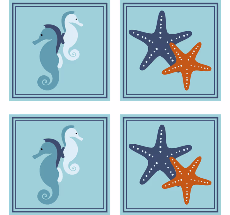 Seahorse and starfish patterns podstavki za kozarce - TenStickers