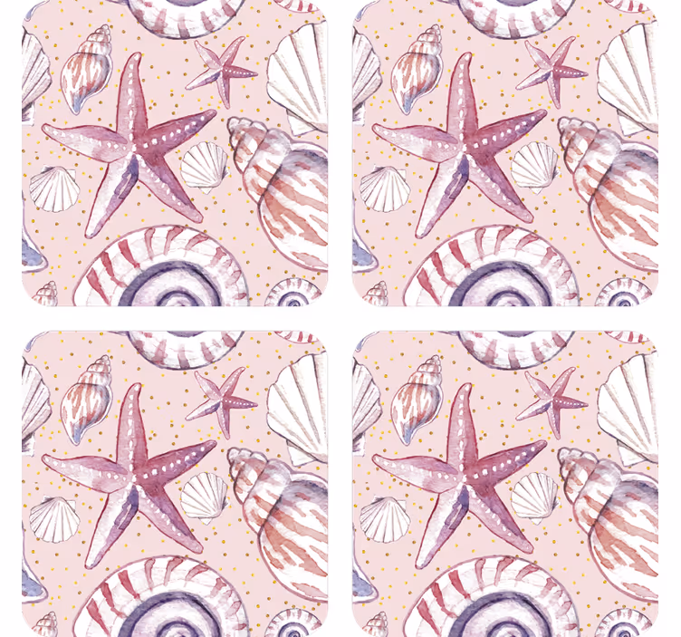 Seashells and starfish pattern podstavek za kozarce - TenStickers